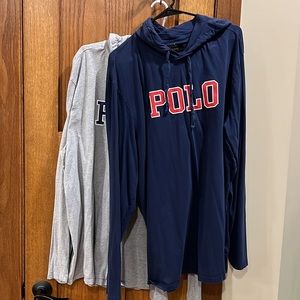 Bundle of two Polo printed long sleeve hooded T’s. Size 2XL.